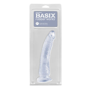Basix Rubber Works Slim Seven 7 in. Dildo With Suction Cup Clear