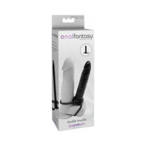 Anal Fantasy Collection Double Trouble 6 in. Dual-Entry Strap-On Dildo Black