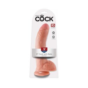 King Cock 9 in. Cock With Balls Realistic Suction Cup Dildo Beige