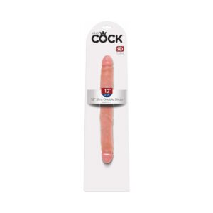 King Cock 12 in. Slim Double Dildo Realistic Beige