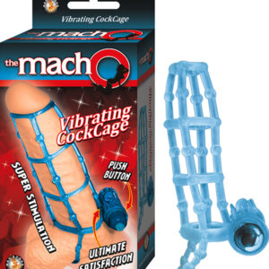 The Macho Vibrating Waterproof Cockcage & Ring (Blue)