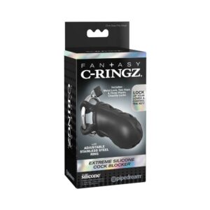 Fantasy C-Ringz Extreme Silicone Cock Blocker Locking Chastity Cage Black