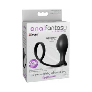 Anal Fantasy Collection Silicone Ass-Gasm Cock Ring Advanced Plug Black