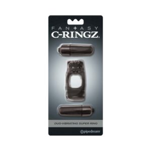 Fantasy C-Ringz Duo-Vibrating Super Ring With Dual Bullets Black