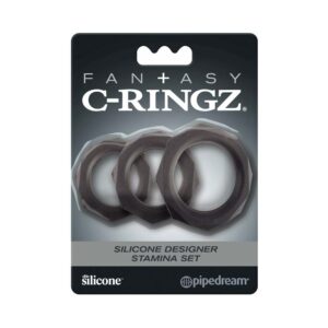 Fantasy C-Ringz Silicone Designer Stamina 3-Piece Cockring Set Black