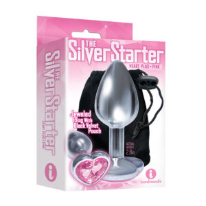 The 9''s, The Silver Starter, Bejeweled Heart Stainless Steel Plug, Pink