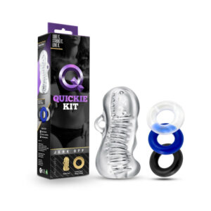 Quickie Kit Jerk Off Stroker & 3-Piece Cockring Set Clear