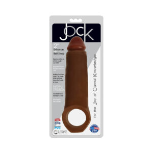 Curve Toys Jock 2 in. Enhancer with Ball Strap Extension Sheath Brown
