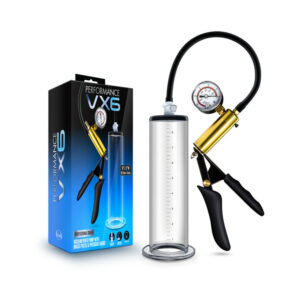 Performance VX6 Vacuum Penis Pump with Brass Pistol & Pressure Gauge Clear