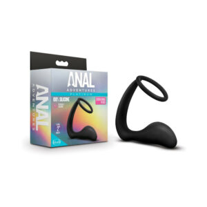 Anal Adventures Platinum Silicone Cock Ring Plug Black