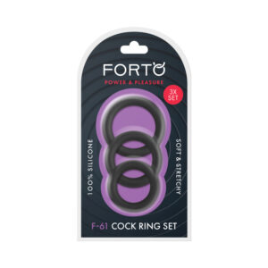 Forto F-61 3-Piece Silicone Cockring Set Black