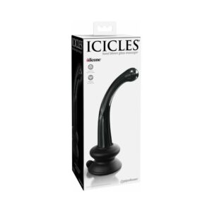 Icicles No. 87 Curved Glass G-Spot Massager With Suction Cup Black