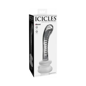 Icicles No. 88 Curved Glass G-Spot Massager With Suction Cup Clear