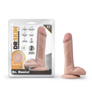 Dr. Skin Silicone Dr. Daniel 6.5 in. Posable Dildo with Balls Beige