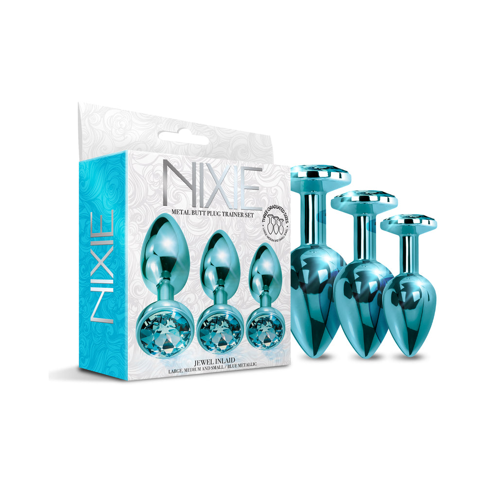 Nixie Metal Butt Plug Trainer Set 3-Piece Blue Metallic