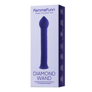 FemmeFunn Diamond Wand Rechargeable Flexible Textured Silicone Vibrator Dark Purple