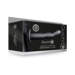 Ouch! Curved 8 in. Hollow Strap-On Gunmetal