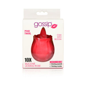 Curve Toys Gossip Cum Into Bloom Rechargeable Silicone Licking Rose Pink Twirl