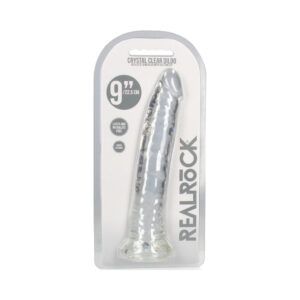 RealRock Crystal Clear Slim 9 in. Dildo Clear