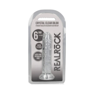 RealRock Crystal Clear Straight 6 in. Dildo Without Balls Clear