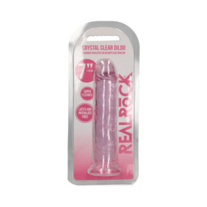 RealRock Crystal Clear Straight 7 in. Dildo Without Balls Pink