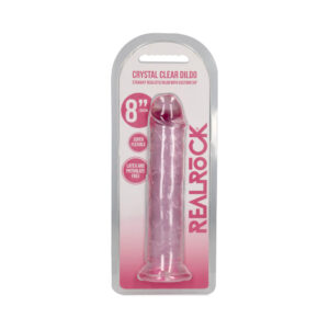 RealRock Crystal Clear Straight 8 in. Dildo Without Balls Pink