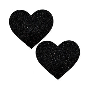 Neva Nude Black Malice Queen Status Plus Size Black Glitter Heart Nipple Pasties