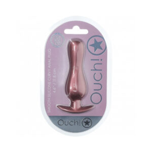 Ouch! Smooth Silicone Curvy Anal Plug 4.6 in. Rose Gold