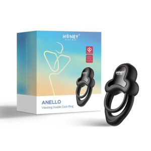 Honey Play Box Anello App-Controlled Vibrating Double Cock Ring with Clitoral Stimulator Black