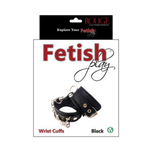 Rouge Fetish Play Vegan Wrist Cuffs Black