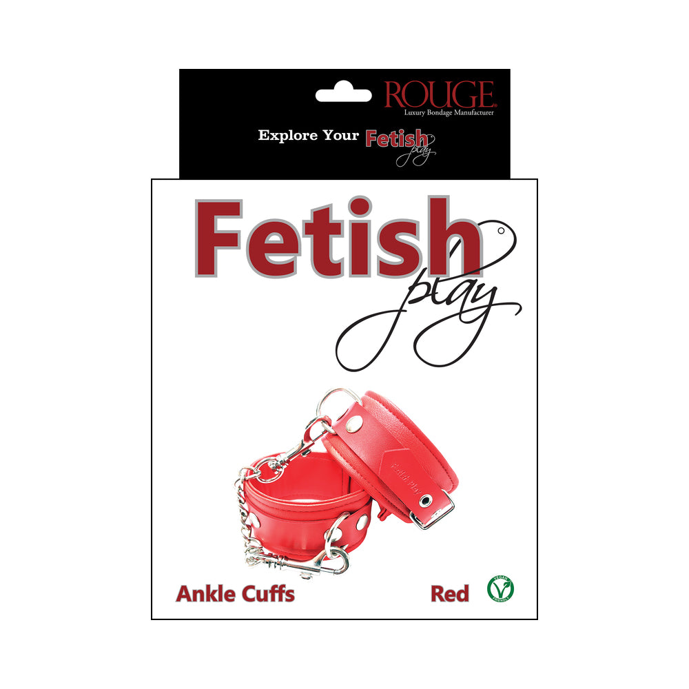 Rouge Fetish Play Vegan Ankle Cuffs Red