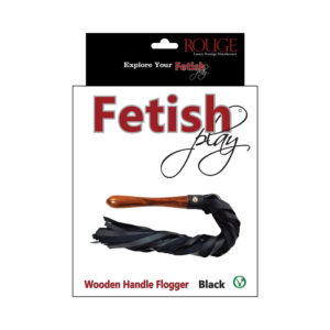 Rouge Fetish Play Vegan Wooden Handle Flogger Black