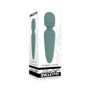 Evolved Rumble Wand Rechargeable Vibrating Mini Wand Silicone Green