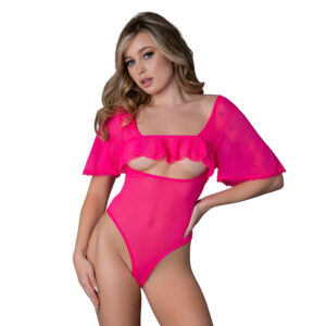 Magic Silk Pink Kink Flutter Sleeve Teddy Pink Glow L/XL