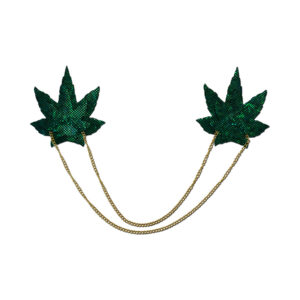 Pastease Chains: Shattered Glass Disco Ball Green Weed with Gold Chain Pasties