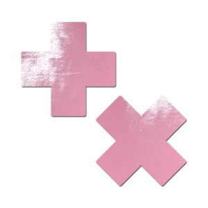 Pastease Plus X: Faux Latex Pleather Vinyl Baby Pink Cross Pasties