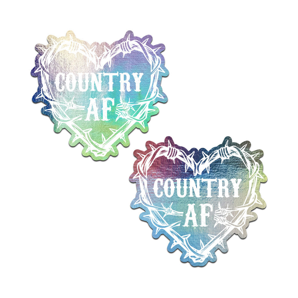 Pastease Country AF Barbed Wire Heart Pasties Holographic Nipple Covers