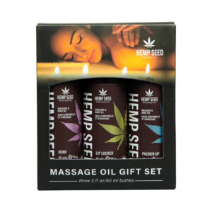 Earthly Body Hemp Seed Valentine Massage Oil Trio Gift Set: XOXO, Lip Locked, Pucker Up