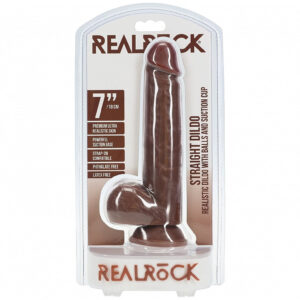 RealRock 7 in. Cock with Balls Straight Brown