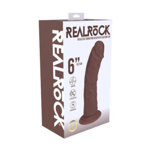 RealRock 6 in. Vibrating Cock Curved Brown