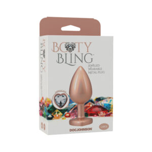 Booty Bling Heart Diamond Jeweled Metal Plug Gold Large