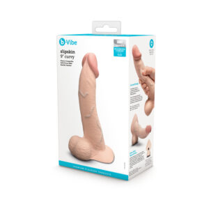 b-Vibe Slipskin Realistic Silicone Dildo 9 in. Curved Cream