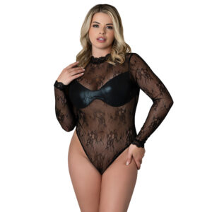 Magic Silk Euro Lux Long Sleeve Playsuit Black Queen Size