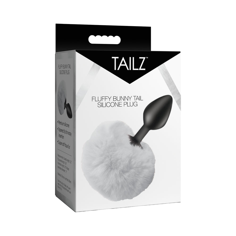Tailz Fluffy Bunny Tail Silicone Plug White